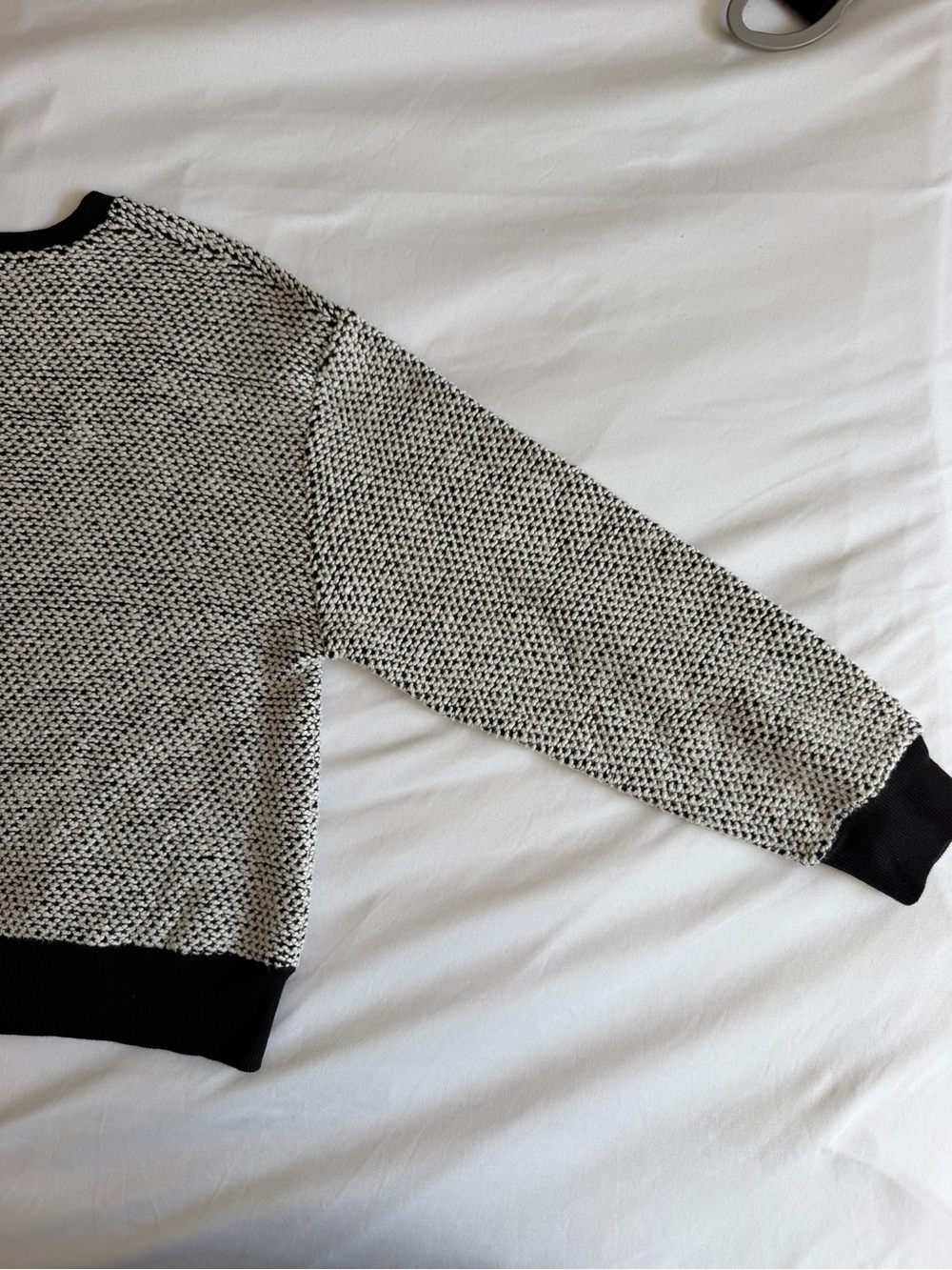 Marine Layer Black White Textured Crew Neck Sweater - Picture 10 of 16